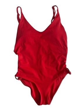 Aerie Red One Piece Swimsuit with Side Cut Out Ring Detail Size M